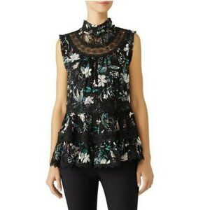 NWT Kate Spade Floral Botanical Chiffon Lace Peplum Top